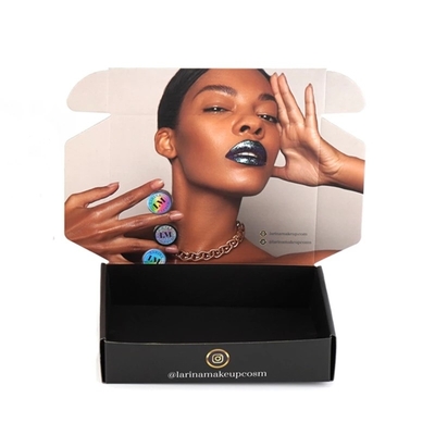 Embossing Debossing Cosmetic Black Mailer Box กล่องเก็บวิกผมขนาดที่กำหนดเอง