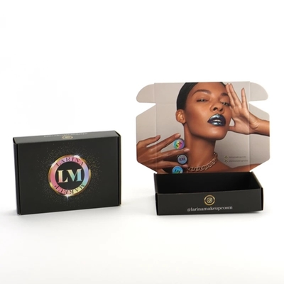 Embossing Debossing Cosmetic Black Mailer Box กล่องเก็บวิกผมขนาดที่กำหนดเอง