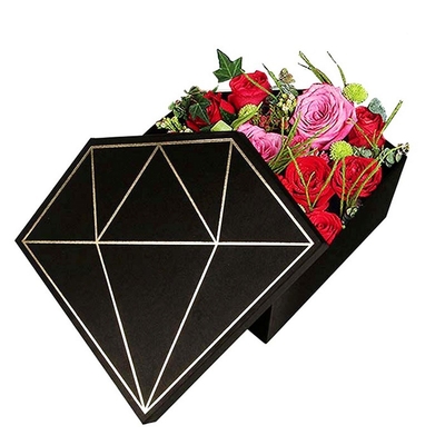 FSC กล่องดอกไม้เพชรพิมพ์ลายแบบกำหนดเอง Gold Hot Stamping Diamond Rose Box