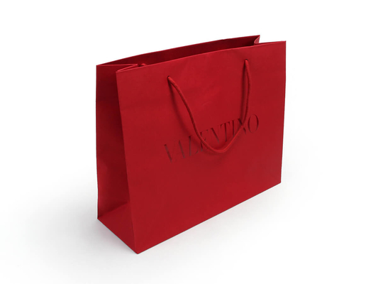 4C 6C Offset Printing Garment Paper Bags ถุงของขวัญกระดาษสีแดงพราวพร้อมหูหิ้ว