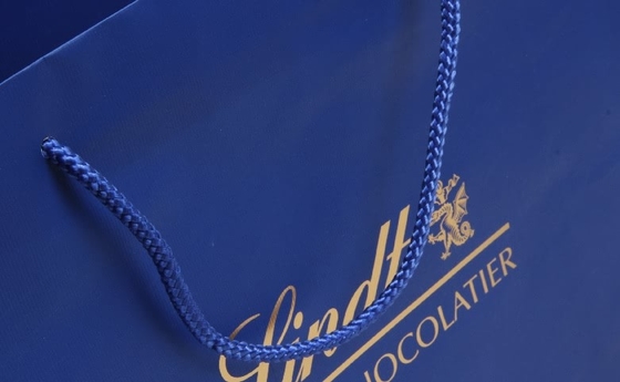 C1S C2S ถุงกระดาษส่วนบุคคลเคลือบมัน Sea Blue Garment Shopping Paper Bags
