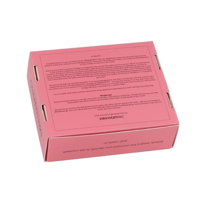 เคลือบเงา Matt Varnishing Pink Mailer Shipping Box กล่องบรรจุภัณฑ์เครื่องสำอาง OEM โลโก้