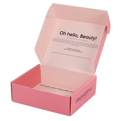 เคลือบเงา Matt Varnishing Pink Mailer Shipping Box กล่องบรรจุภัณฑ์เครื่องสำอาง OEM โลโก้