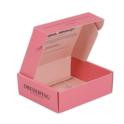 เคลือบเงา Matt Varnishing Pink Mailer Shipping Box กล่องบรรจุภัณฑ์เครื่องสำอาง OEM โลโก้