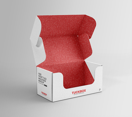 พิมพ์ออฟเซ็ทฟรี Front Tuck Mailer Boxes Shipping Box Mockup