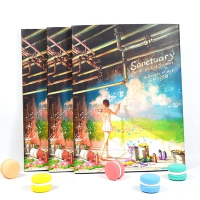 การพิมพ์หนังสือปกแข็ง FSC SGS สมุดภาพศิลปะ CMYK แบบกำหนดเอง