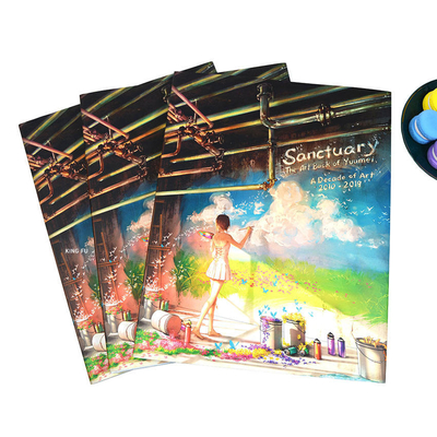 การพิมพ์หนังสือปกแข็ง FSC SGS สมุดภาพศิลปะ CMYK แบบกำหนดเอง