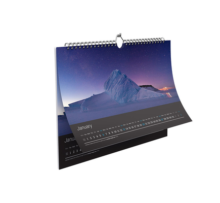 300gsm 350gsm UV Coating ปฏิทินแนวนอน พิมพ์ปฏิทินรายเดือน