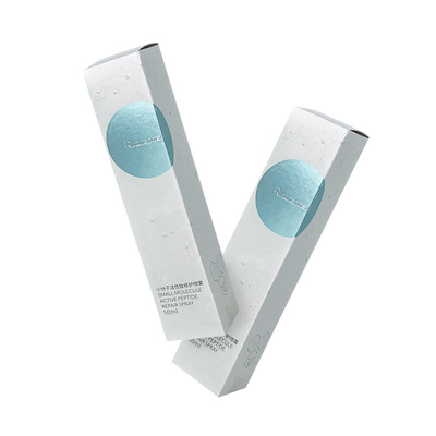 กล่องกระดาษแข็งพับได้สีขาว OEM กล่องกระดาษเครื่องสำอาง UV จุด