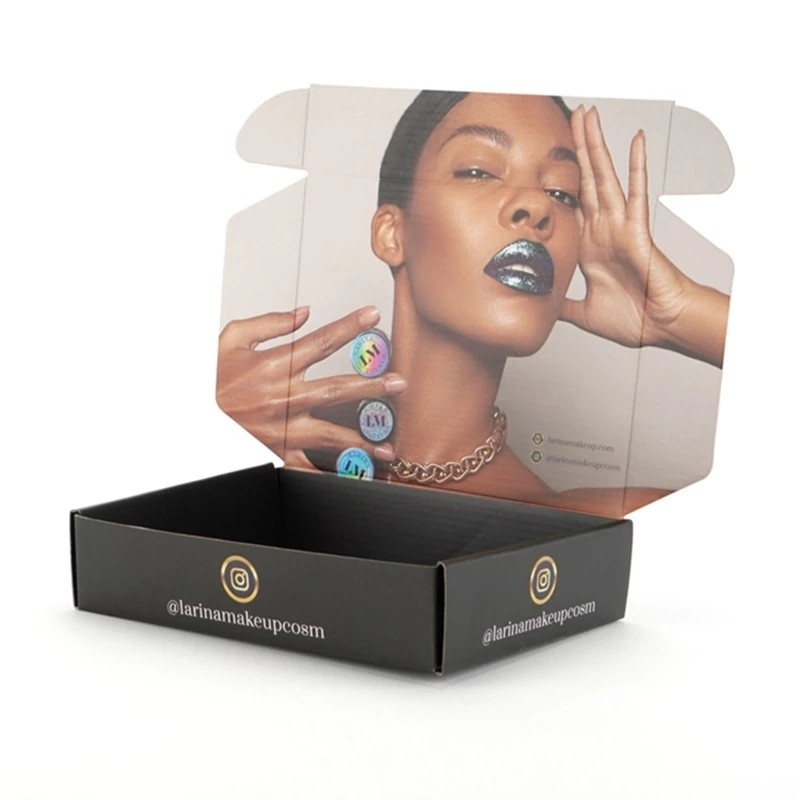 Embossing Debossing Cosmetic Black Mailer Box กล่องเก็บวิกผมขนาดที่กำหนดเอง